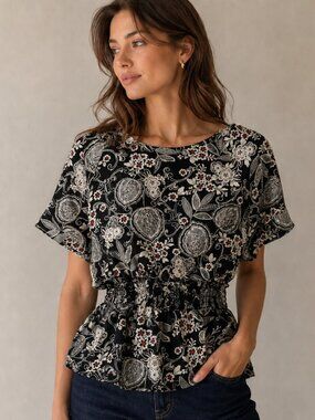 Banana Republic botanical print peplum blouse - S